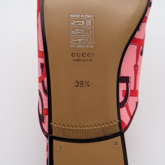 size 39.5G 9.5 US Gucci Princetown Horsebit Print Mules Slip On Pink - Picture 11 of 13